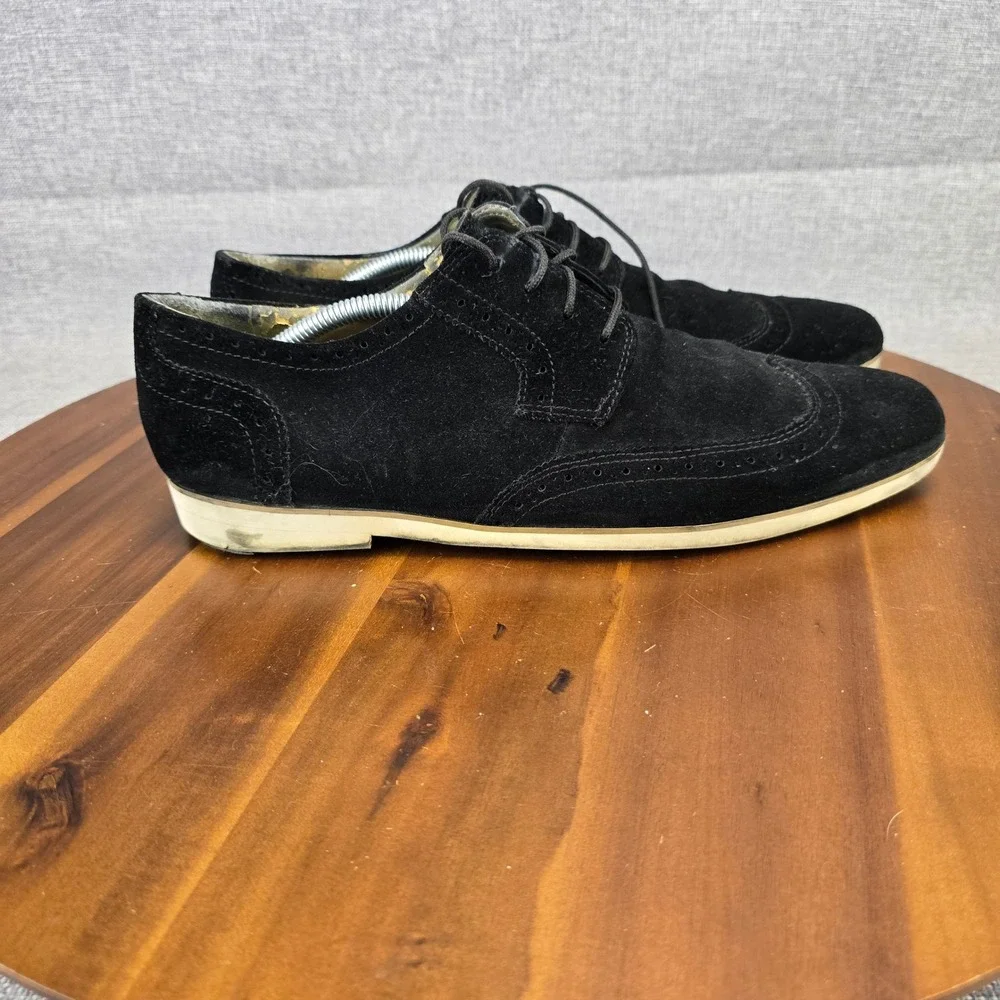 Stacy Adams Mens Black Suede Wingtip Oxford Dress Shoes 24723-008 Size 10.5 M